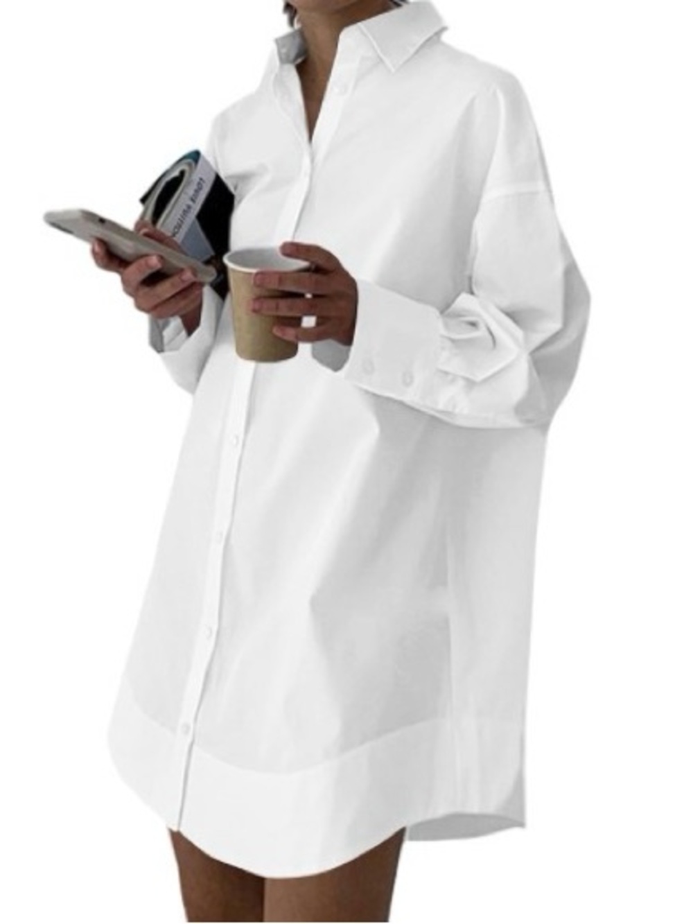 White Oversized Button-Down Shirt